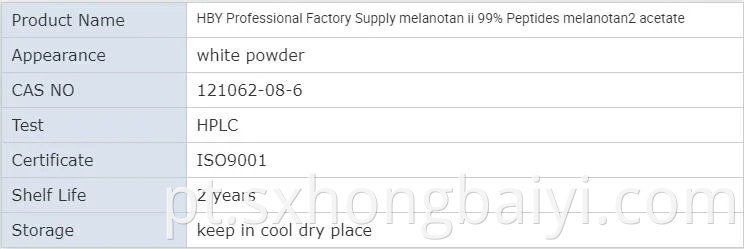 Fabricante profissional API Peptides Melanotan 2 Mt2/Melanotan II CAS No 121062-08-6